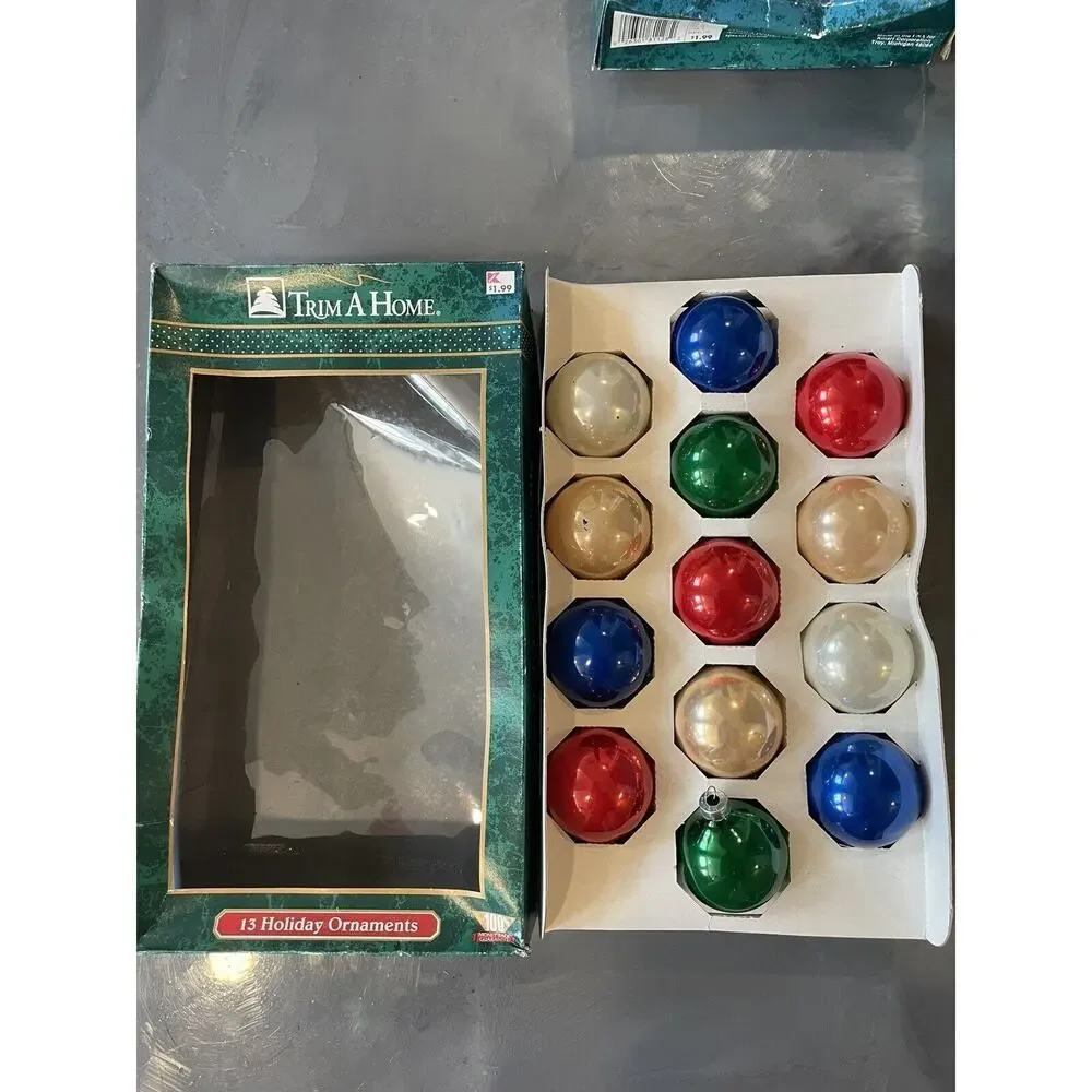 Set of 3 VINTAGE Kmart Trim A Home Christmas Ball Ornaments‎ 13 Piece Sets